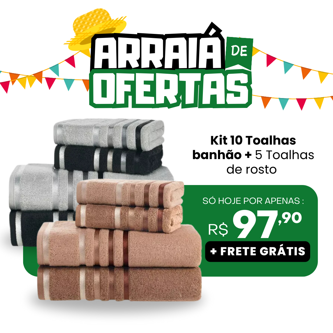 [ PROMOÇÃO JUNINA ] Kit 20 Toalhas + 5 toalhas de rosto ( Brinde Exclusivo )