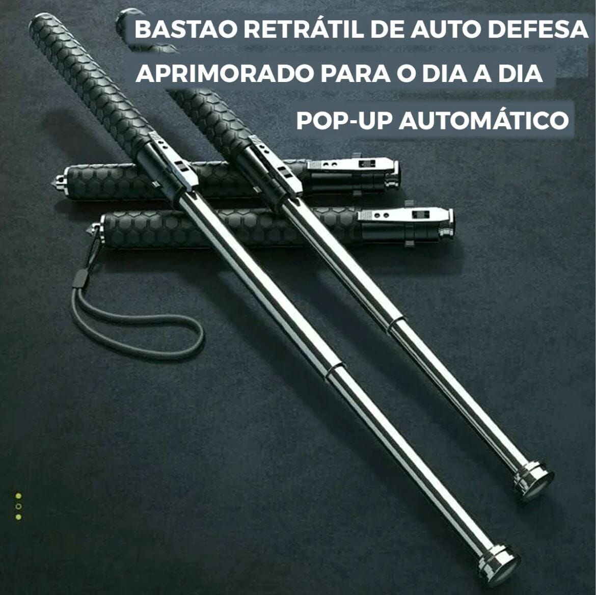 Bastão Tático de Autodefesa - Resistente e Extensível + BRINDE